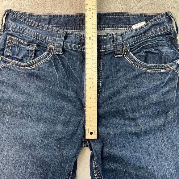 Silver Jeans Mens 34x32 Blue Gordie Loose Fit Straight Leg Faded Dark Wash Denim - Picture 6 of 11